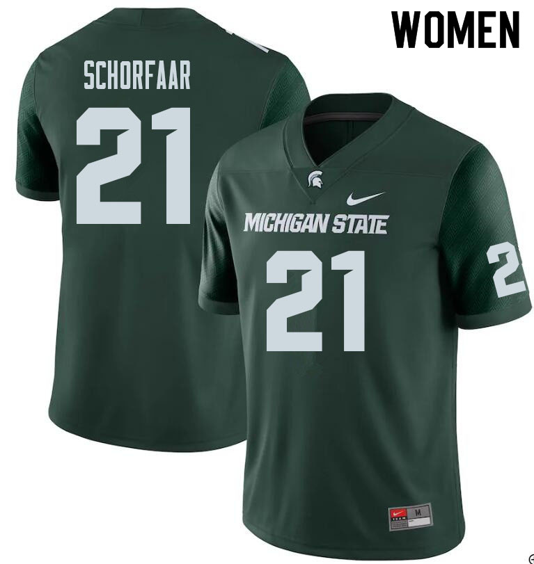 Women #21 Andrew Schorfaar Michigan State Spartans College Football Jerseys Sale-Green